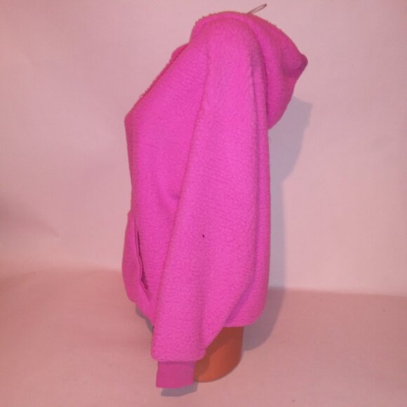 Victoria Secret PINK Hoodie Sweater Sherpa Pink Solid Thick Cozy Pullover - Picture 7 of 10